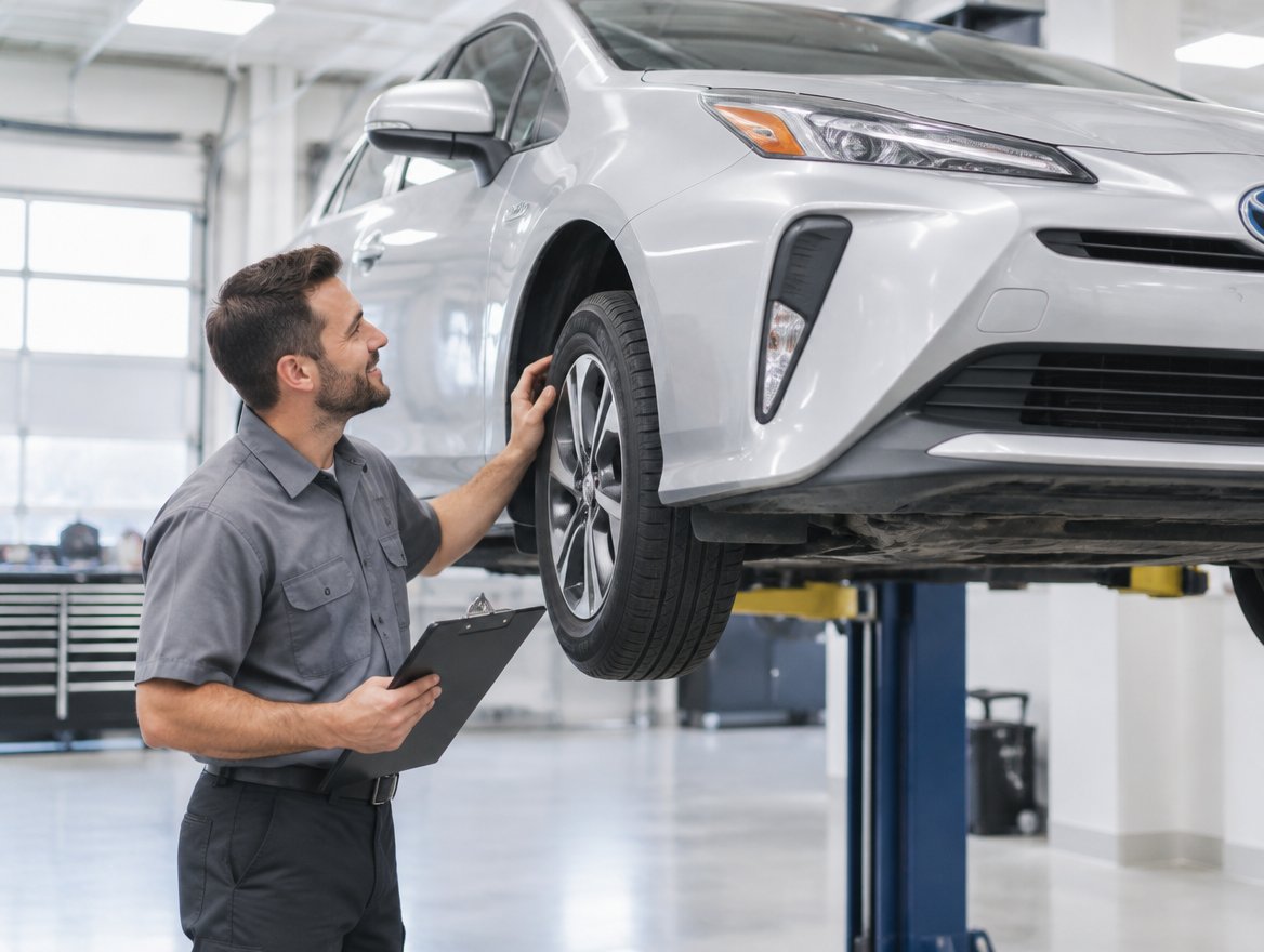 Toyota Prius receiving routine maintenance